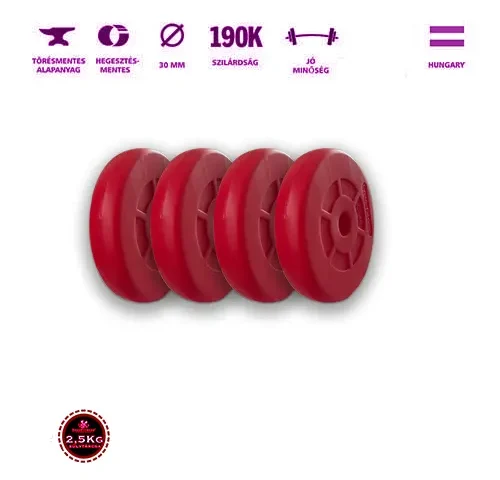 GazoFitness® Súlytárcsa 4x2,5 Kg (10 Kg) (Piros)